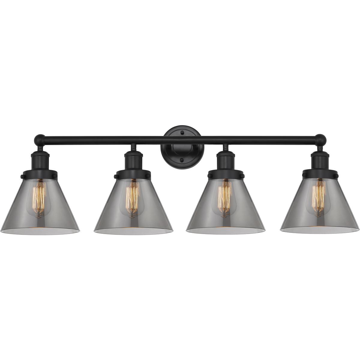 Innovations Lighting 616-4W-BK-G43 Cone 4 Light 34.75 inch Matte Black Bath Vanity Light Wall Light