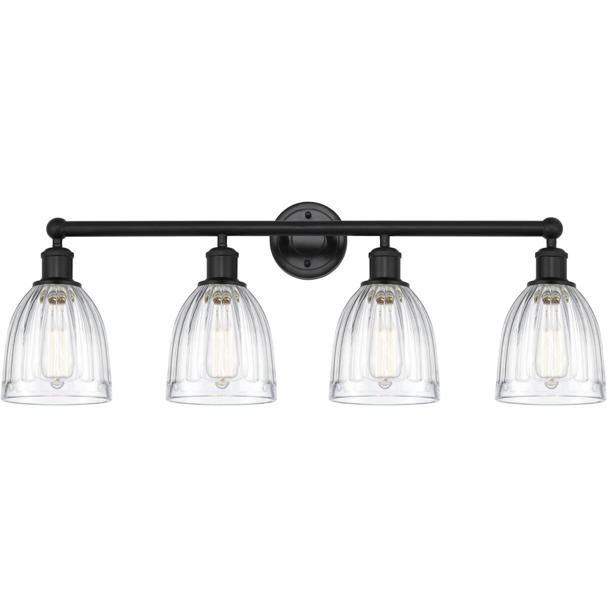 Innovations Lighting 616-4W-BK-G442 Edison Brookfield 4 Light 33 inch Matte Black Bath Vanity Light Wall Light in Clear Glass