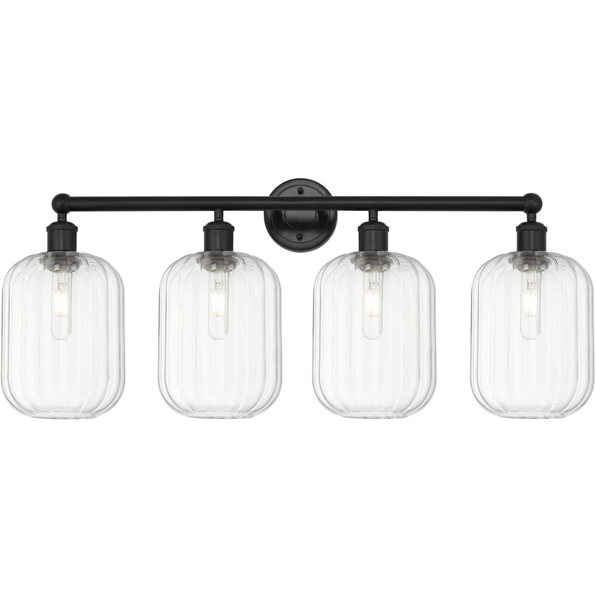 Innovations Lighting 616-4W-BK-G460-7CL Edison Preston 4 Light 33.75 inch Matte Black Bath Vanity Light Wall Light in Clear