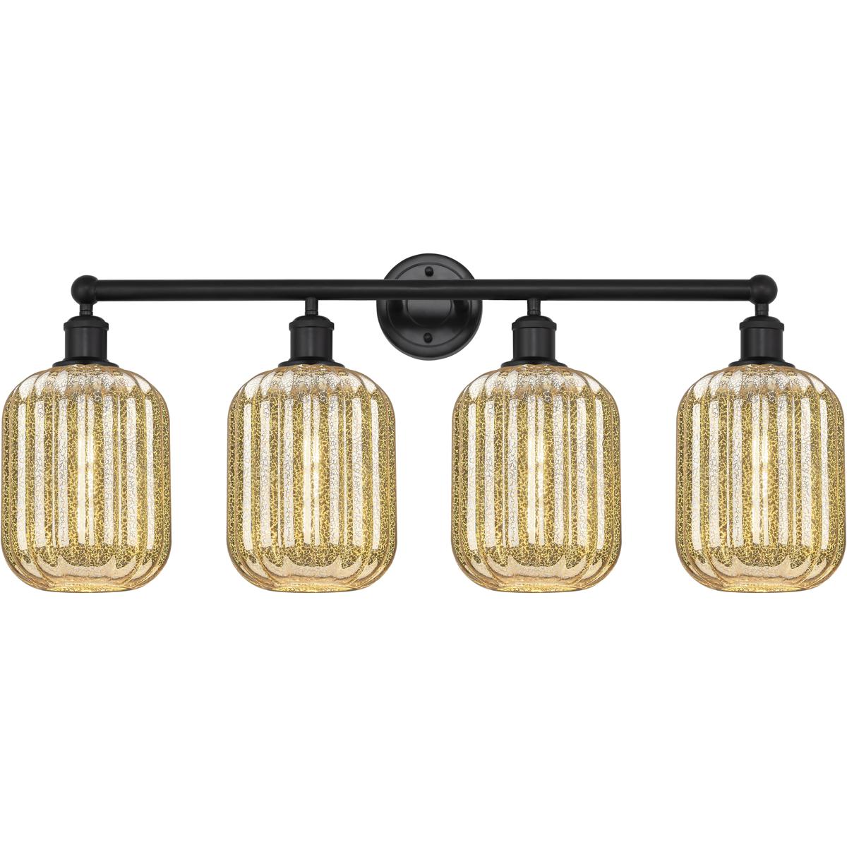 Innovations Lighting 616-4W-BK-G460-7ME Edison Preston 4 Light 33.75 inch Matte Black Bath Vanity Light Wall Light in Mercury