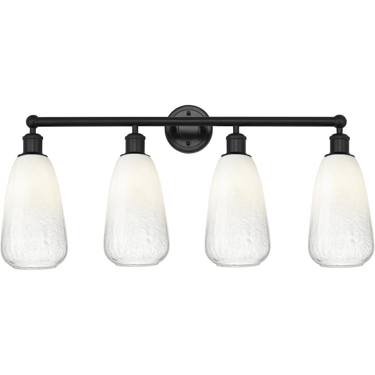Innovations Lighting 616-4W-BK-G480-6OP Edison Brookhaven Almond 4 Light 33 inch Matte Black Bath Vanity Light Wall Light in Opal Glass