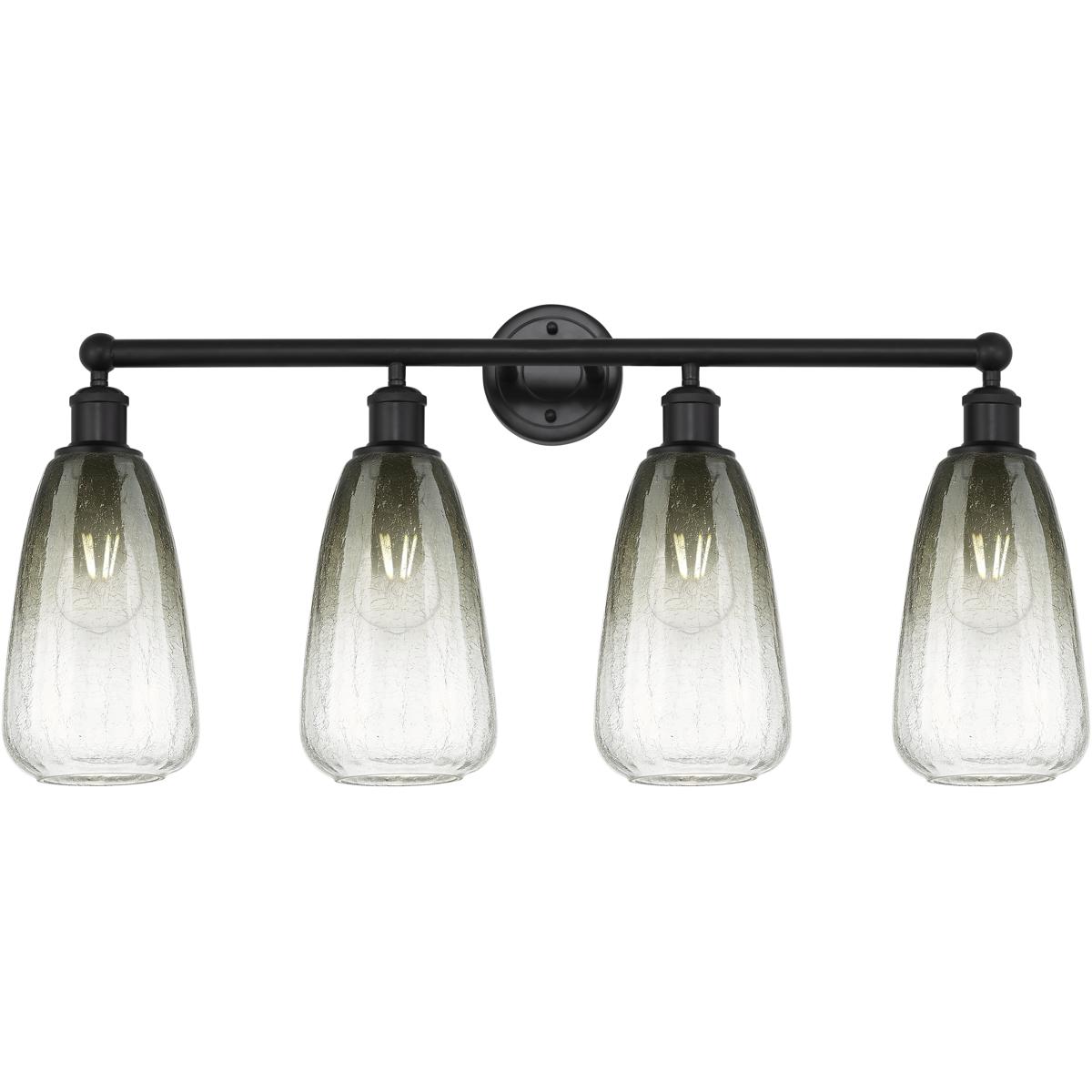 Innovations Lighting 616-4W-BK-G480-6SL Edison Brookhaven Almond 4 Light 33 inch Matte Black Bath Vanity Light Wall Light in Slate Glass