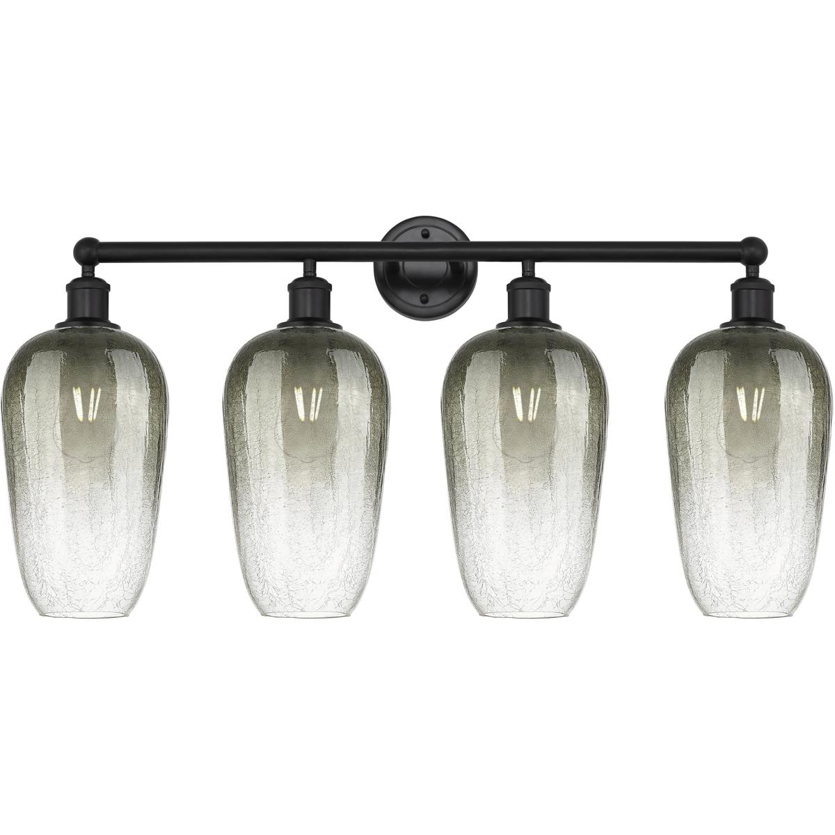 Innovations Lighting 616-4W-BK-G484-7SL Edison Brookhaven Flute 4 Light 34 inch Matte Black Bath Vanity Light Wall Light in Slate Glass