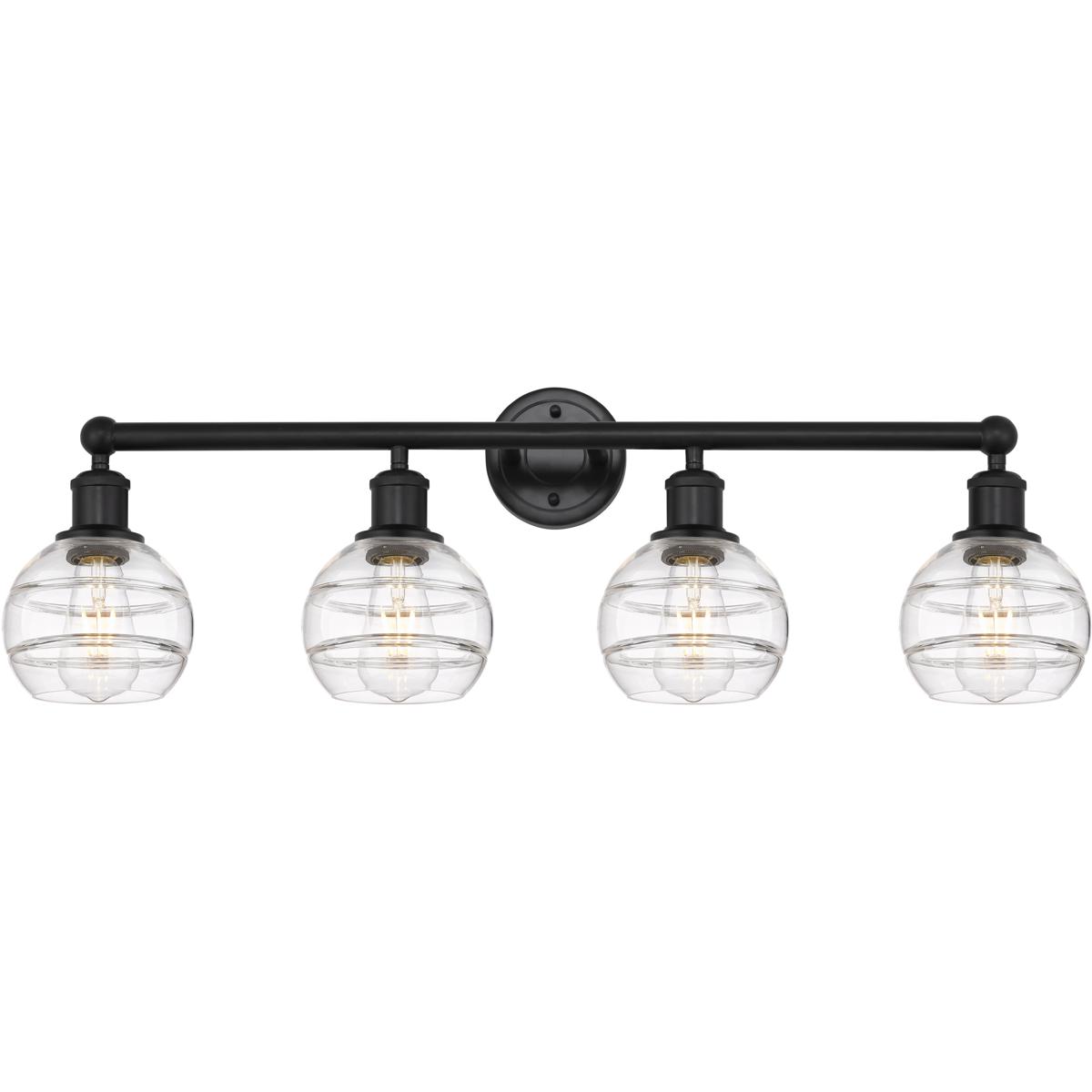 Innovations Lighting 616-4W-BK-G556-6CL Edison Rochester 4 Light 32.88 inch Matte Black Bath Vanity Light Wall Light