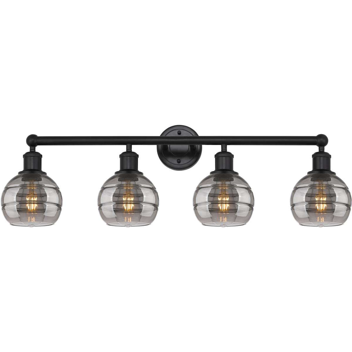 Innovations Lighting 616-4W-BK-G556-6SM Edison Rochester 4 Light 32.88 inch Matte Black Bath Vanity Light Wall Light