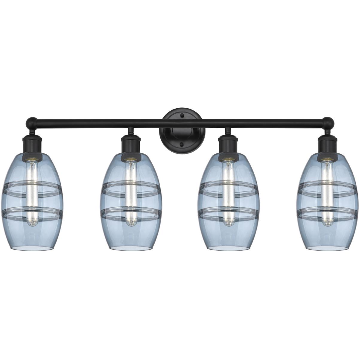 Innovations Lighting 616-4W-BK-G557-6BL Edison Vaz 4 Light 32.88 inch Matte Black Bath Vanity Light Wall Light