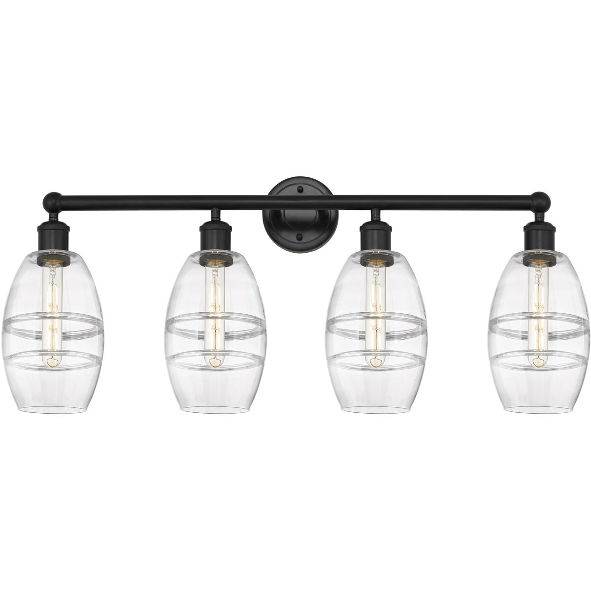 Innovations Lighting 616-4W-BK-G557-6CL Edison Vaz 4 Light 32.88 inch Matte Black Bath Vanity Light Wall Light