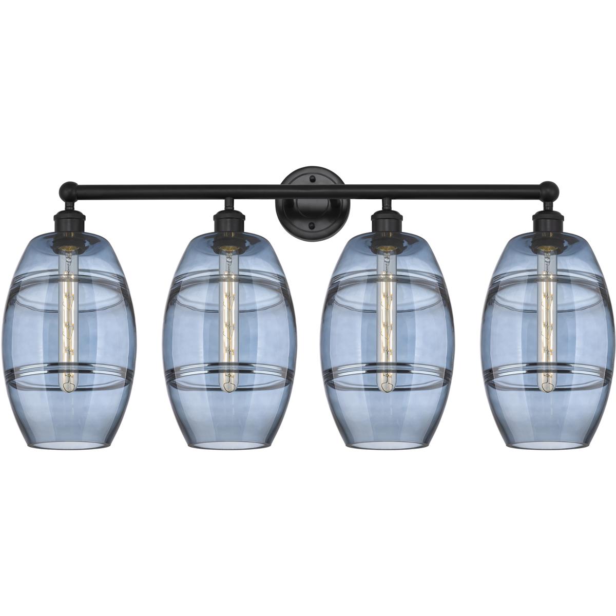 Innovations Lighting 616-4W-BK-G557-8BL Edison Vaz 4 Light 35 inch Matte Black Bath Vanity Light Wall Light