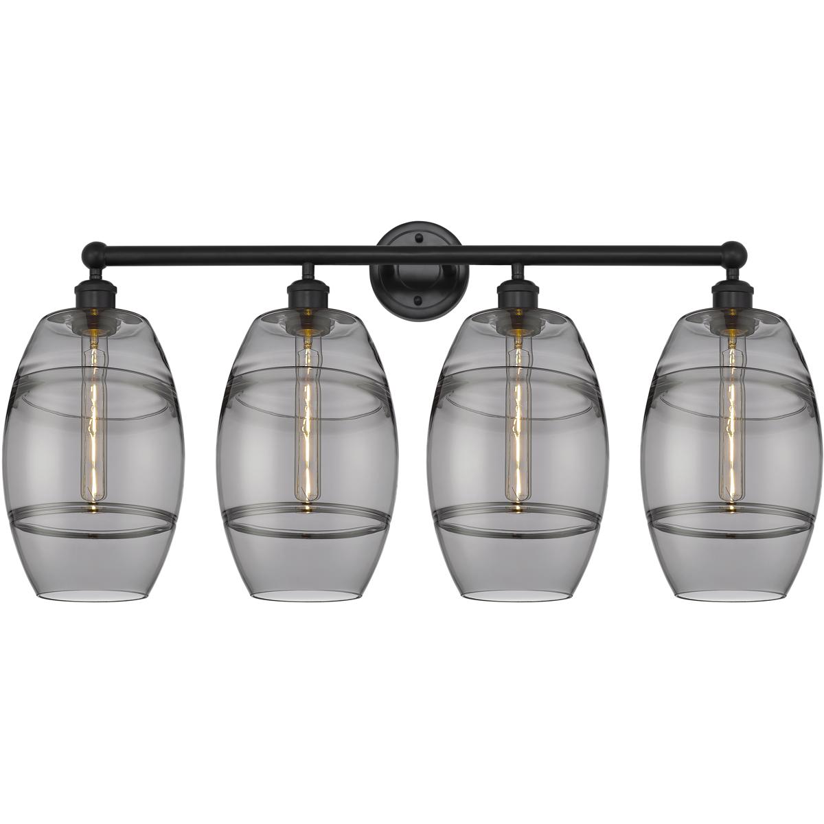 Innovations Lighting 616-4W-BK-G557-8SM Edison Vaz 4 Light 35 inch Matte Black Bath Vanity Light Wall Light