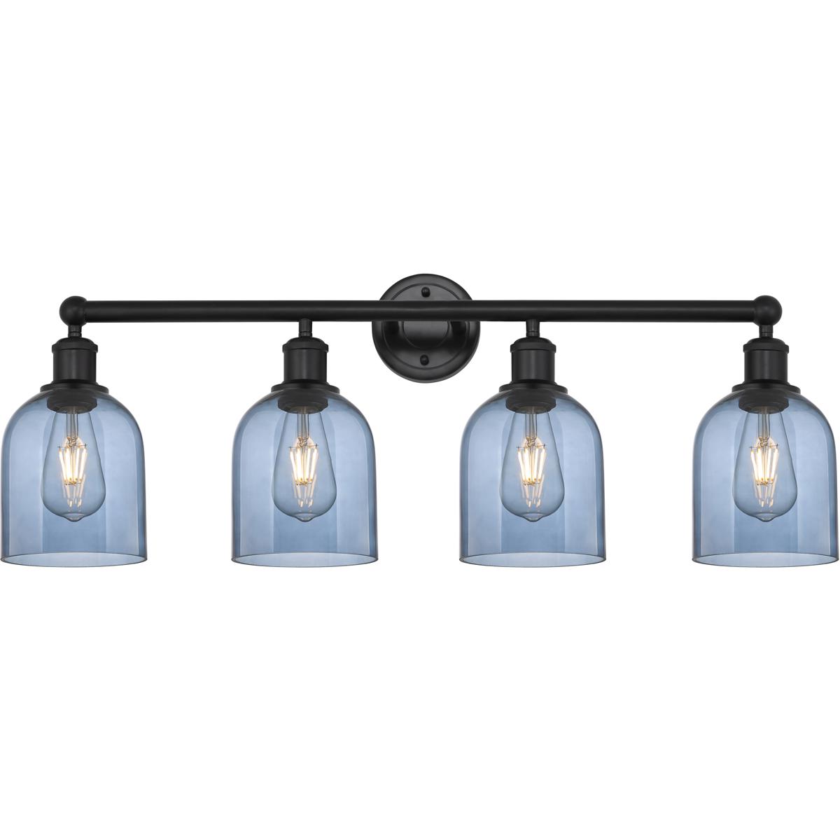 Innovations Lighting 616-4W-BK-G558-6BL Edison Bella 4 Light 32.5 inch Matte Black Bath Vanity Light Wall Light