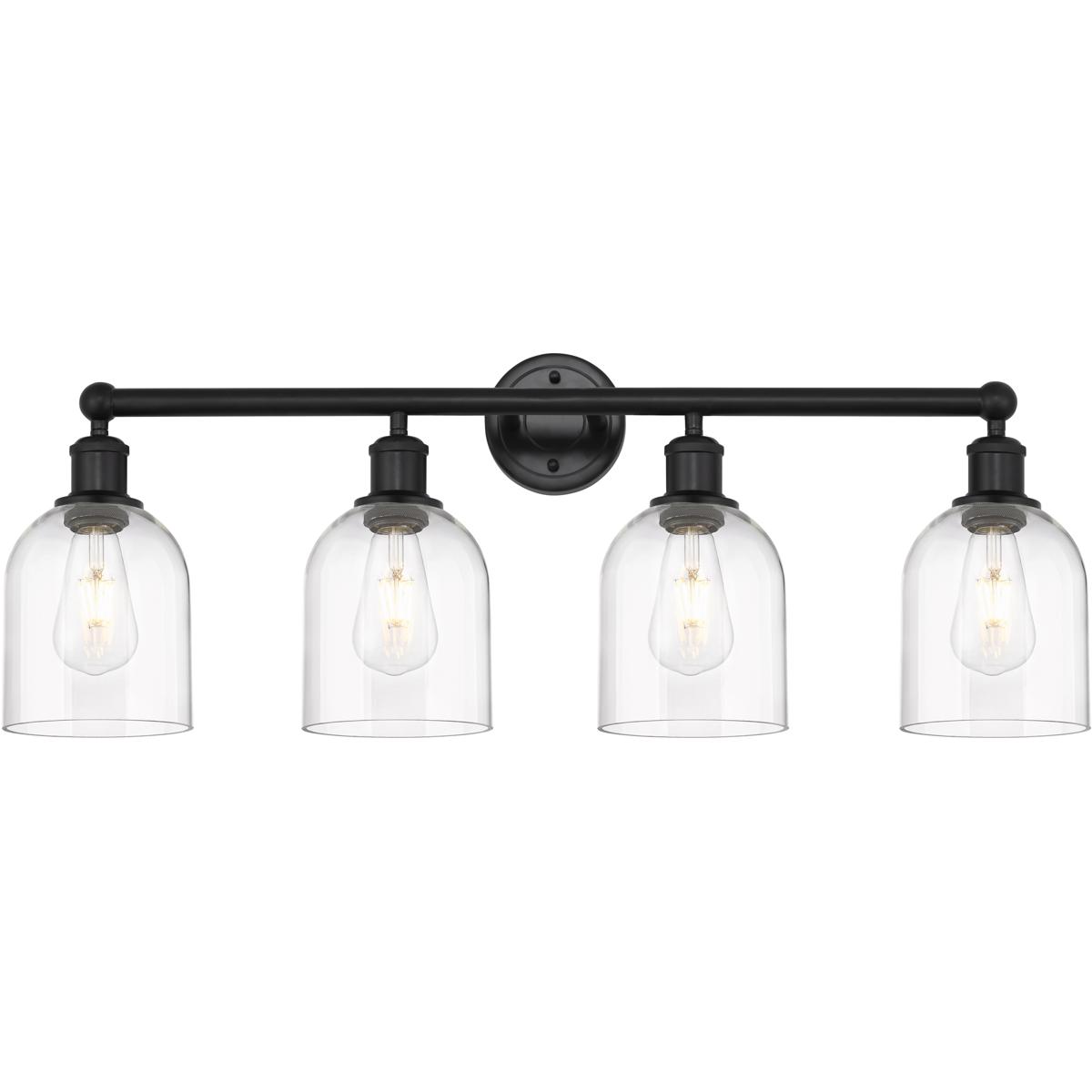 Innovations Lighting 616-4W-BK-G558-6CL Edison Bella 4 Light 32.5 inch Matte Black Bath Vanity Light Wall Light