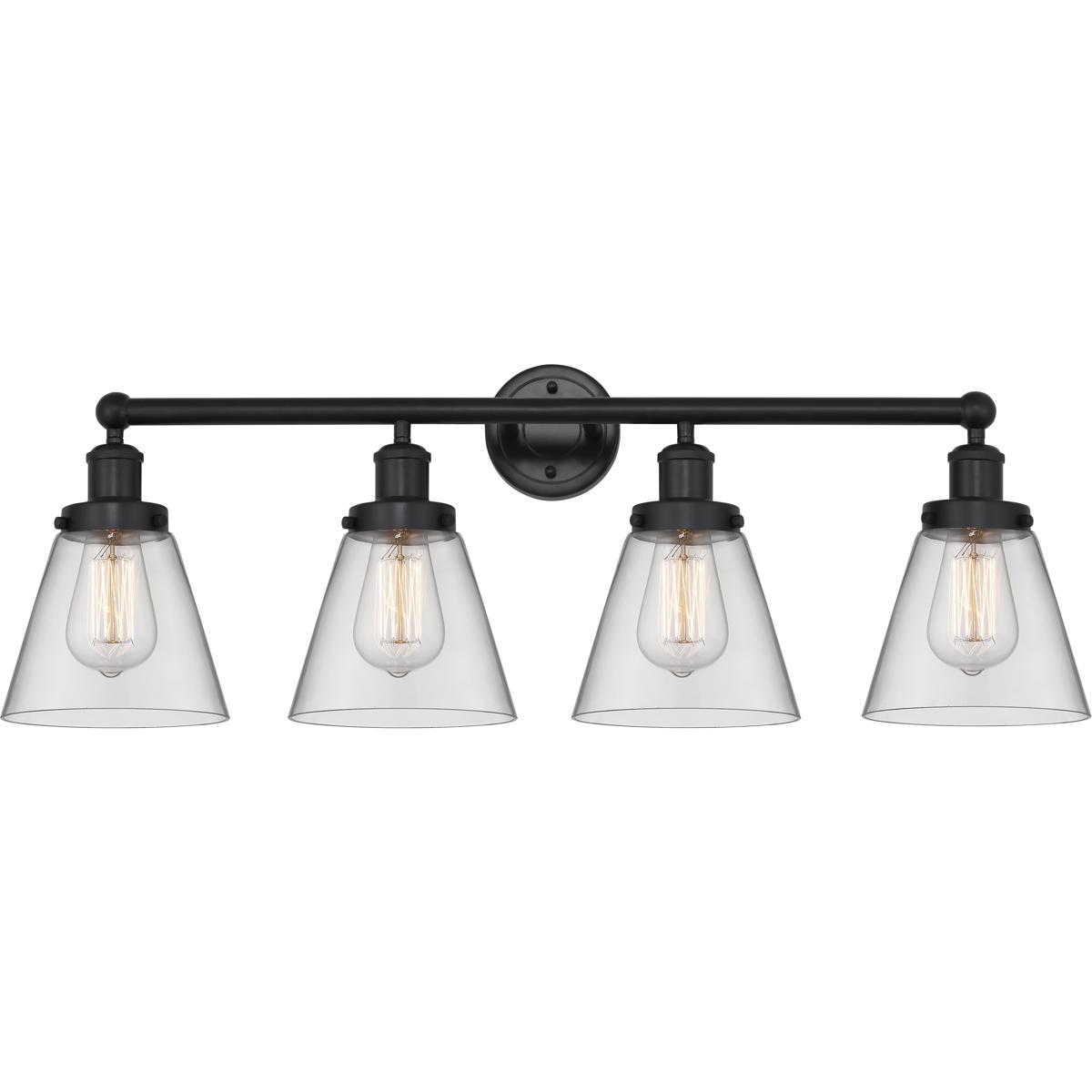 Innovations Lighting 616-4W-BK-G62 Cone 4 Light 33.5 inch Matte Black Bath Vanity Light Wall Light