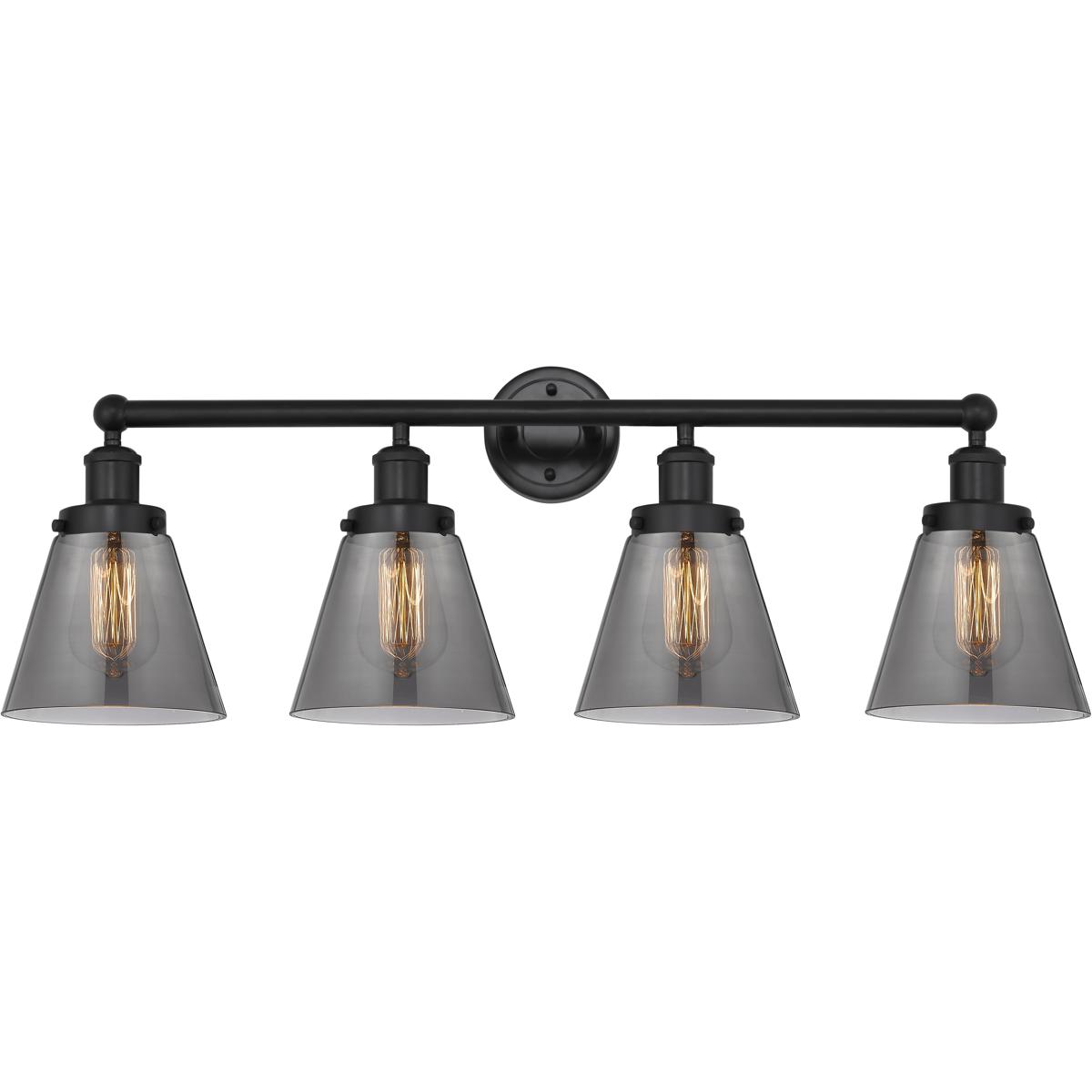 Innovations Lighting 616-4W-BK-G63 Cone 4 Light 33.5 inch Matte Black Bath Vanity Light Wall Light
