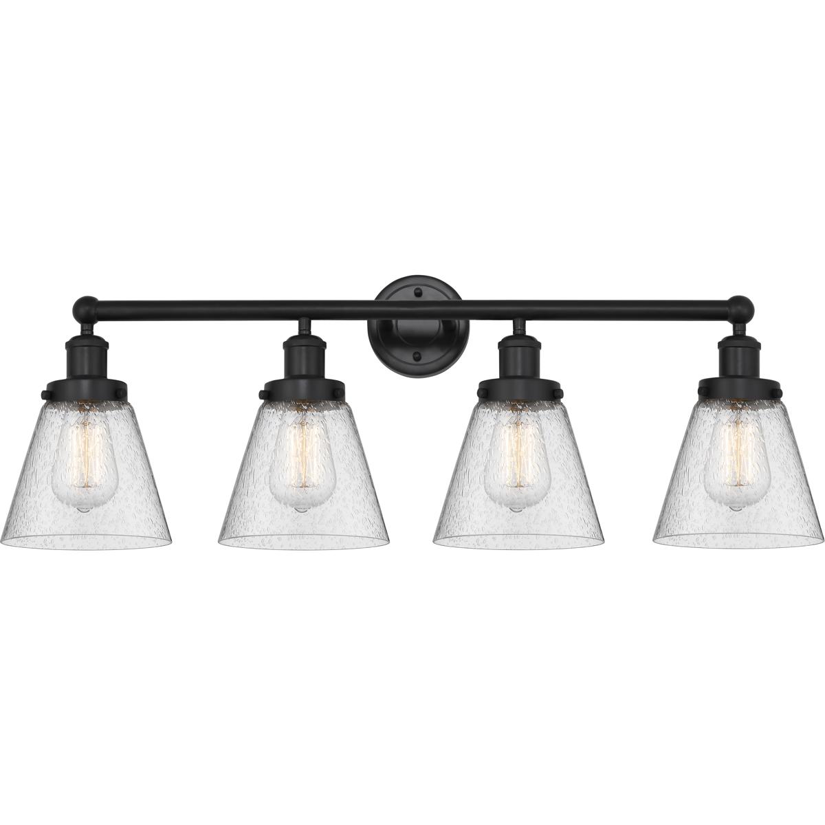 Innovations Lighting 616-4W-BK-G64 Cone 4 Light 33.5 inch Matte Black Bath Vanity Light Wall Light