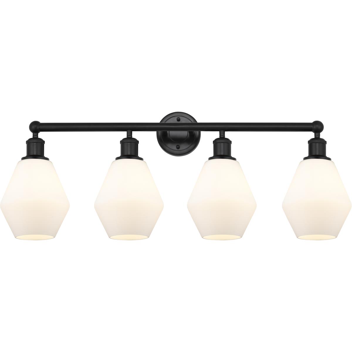 Innovations Lighting 616-4W-BK-G651-6 Edison Cindyrella 4 Light 33 inch Matte Black Bath Vanity Light Wall Light in Matte White Glass