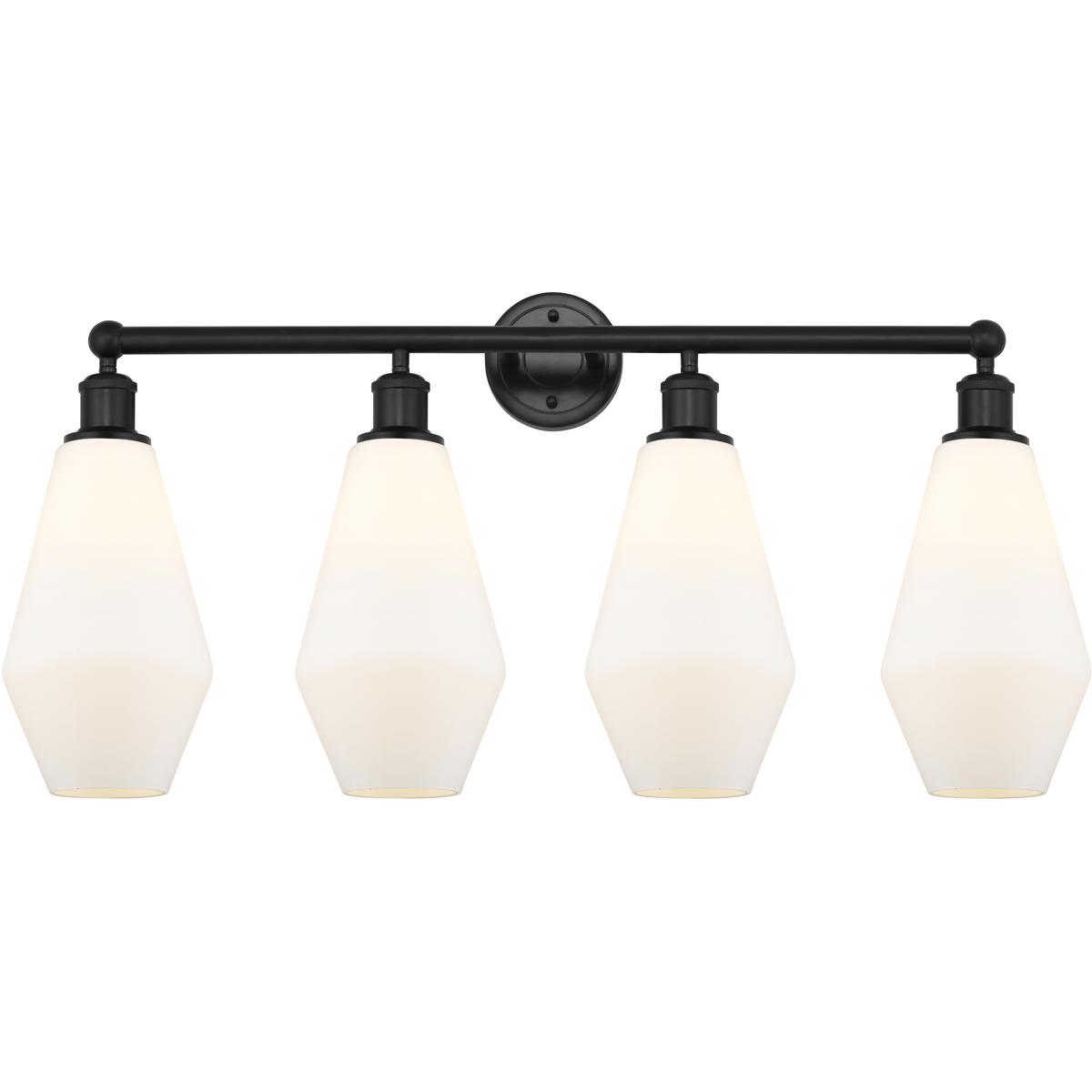 Innovations Lighting 616-4W-BK-G651-7 Cindyrella 4 Light 34 inch Matte Black Bath Vanity Light Wall Light in Matte White Glass