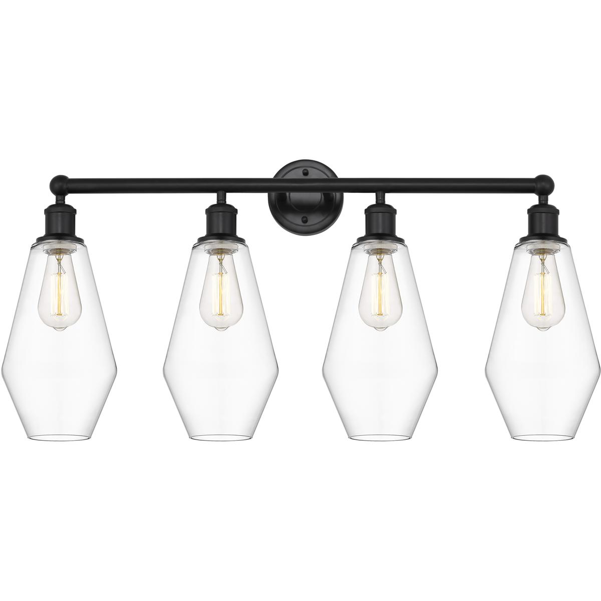 Innovations Lighting 616-4W-BK-G652-7 Cindyrella 4 Light 34 inch Matte Black Bath Vanity Light Wall Light in Clear Glass