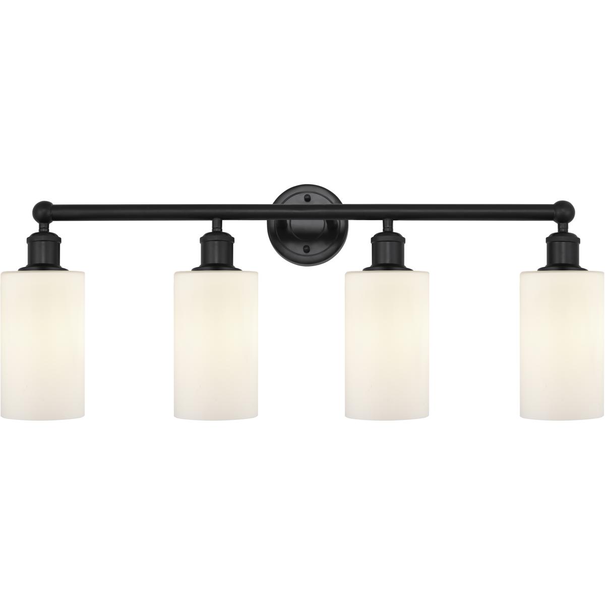 Innovations Lighting 616-4W-BK-G801 Edison Clymer 4 Light 31 inch Matte Black Bath Vanity Light Wall Light in Matte White Glass