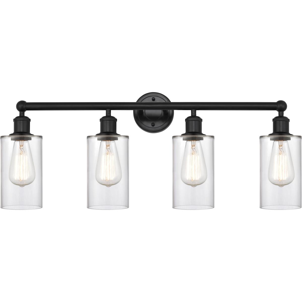 Innovations Lighting 616-4W-BK-G802 Edison Clymer 4 Light 31 inch Matte Black Bath Vanity Light Wall Light in Clear Glass
