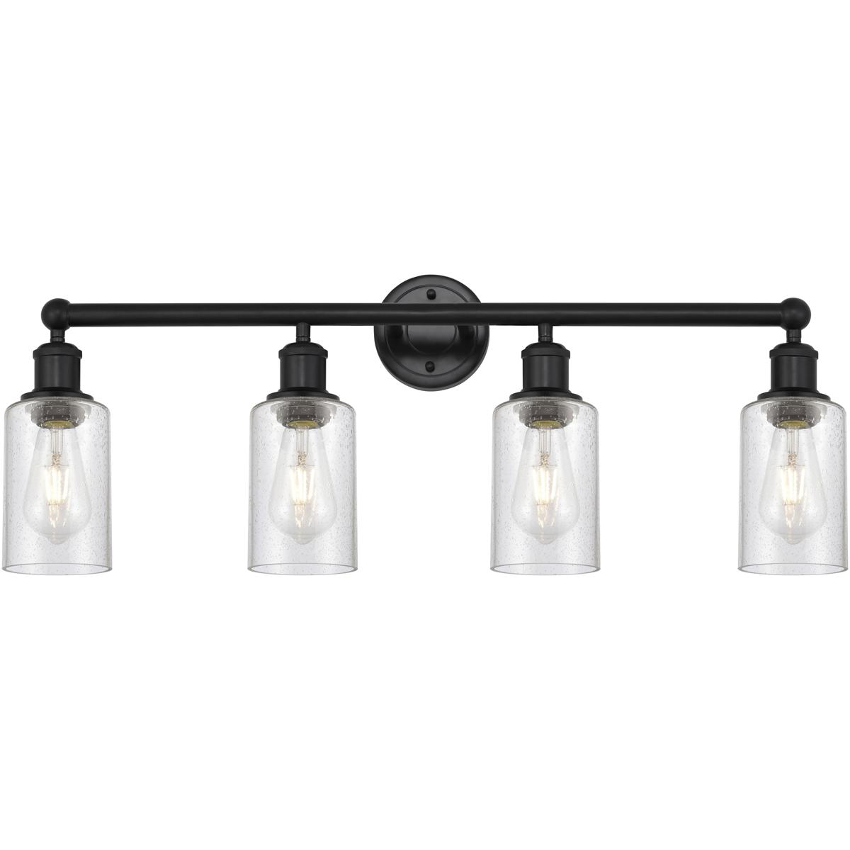 Innovations Lighting 616-4W-BK-G804 Clymer 4 Light 30.88 inch Matte Black Bath Vanity Light Wall Light in Seedy Glass