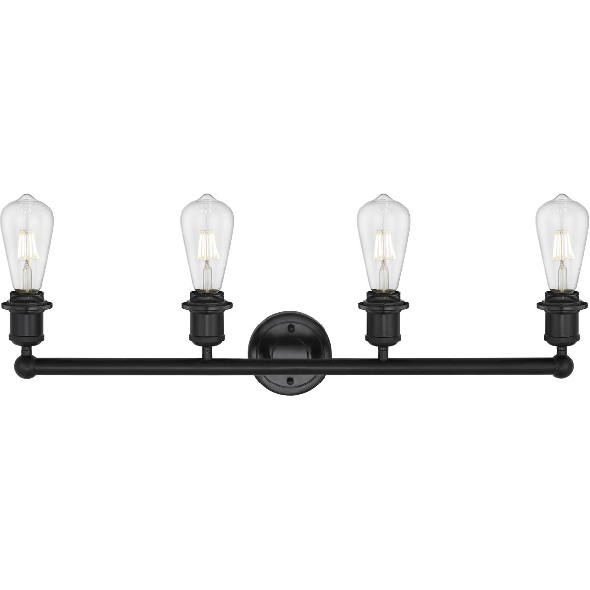 Innovations Lighting 616-4W-BK-G91 Edison Fenton 4 Light 33.5 inch Matte Black Bath Vanity Light Wall Light in Matte White Glass
