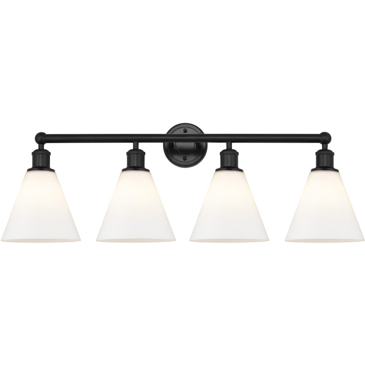 Innovations Lighting 616-4W-BK-GBC-81 Berkshire 4 Light 35 inch Matte Black Bath Vanity Light Wall Light in Matte White