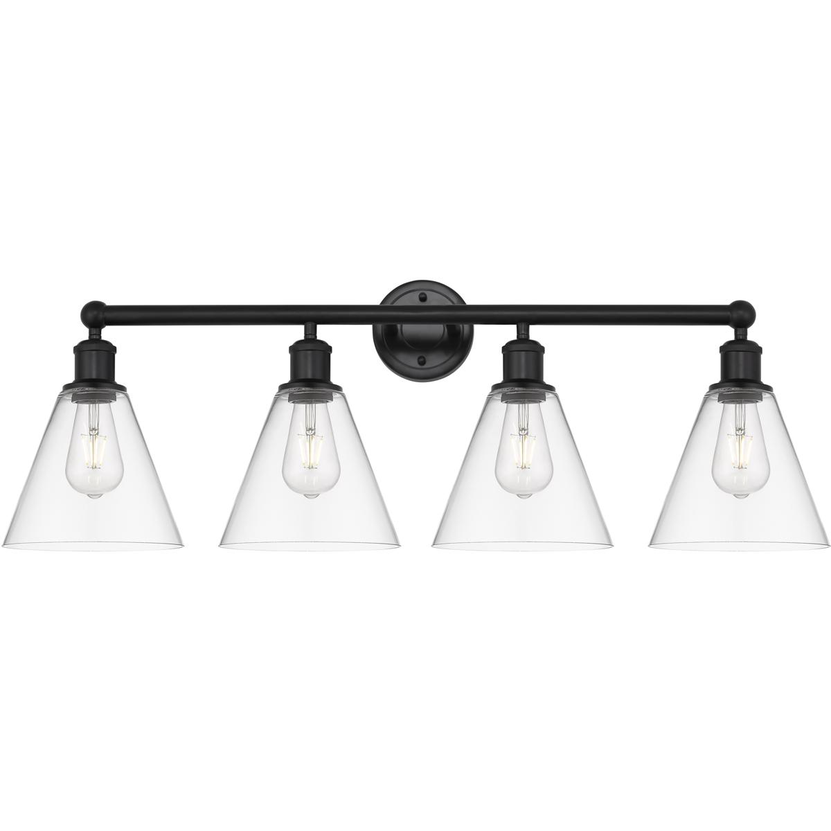Innovations Lighting 616-4W-BK-GBC-82 Berkshire 4 Light 35 inch Matte Black Bath Vanity Light Wall Light in Clear