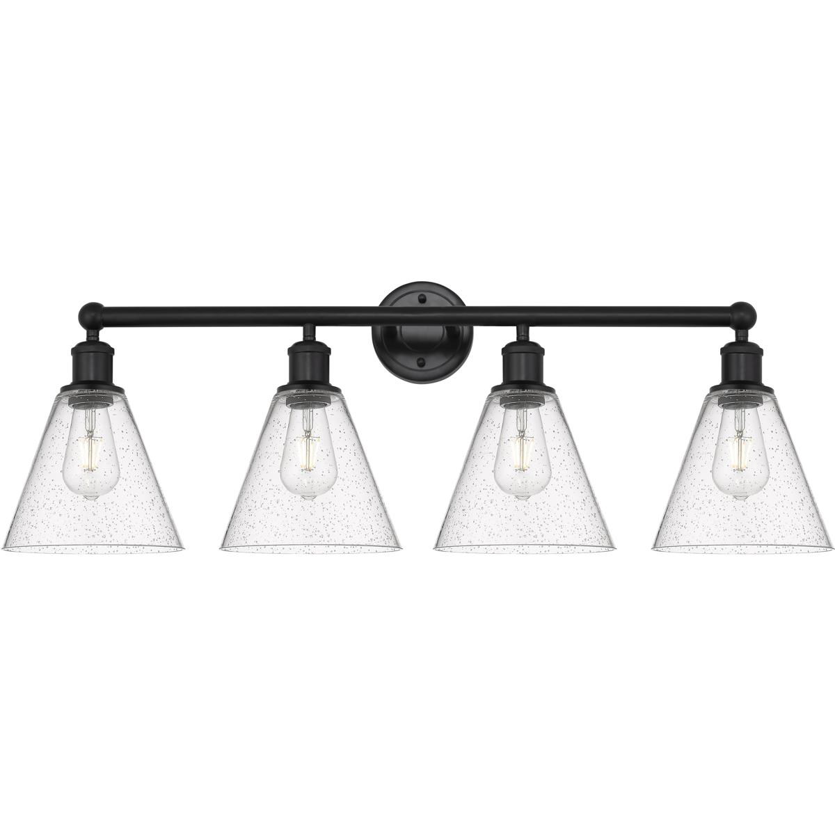 Innovations Lighting 616-4W-BK-GBC-84 Berkshire 4 Light 35 inch Matte Black Bath Vanity Light Wall Light in Seedy