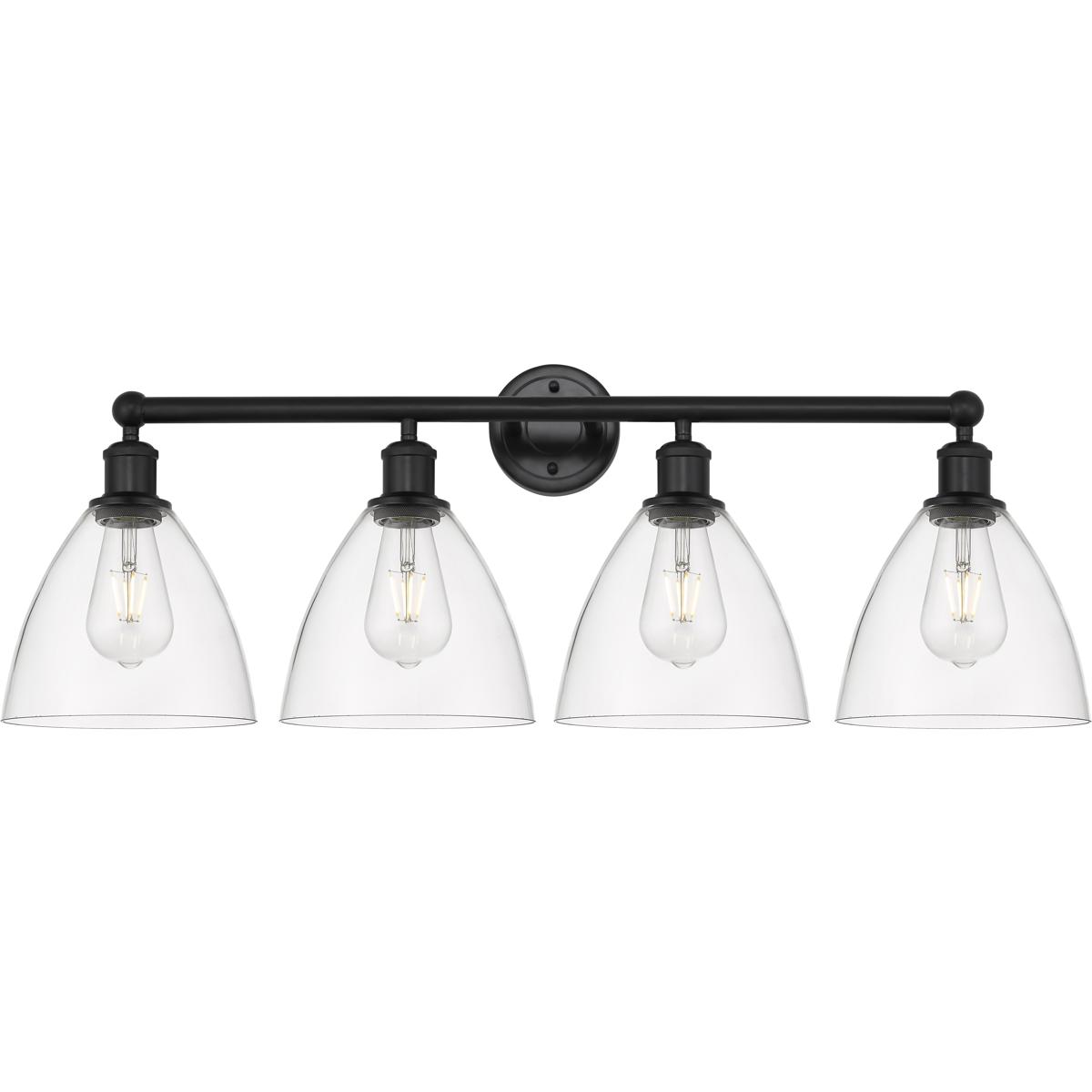 Innovations Lighting 616-4W-BK-GBD-752 Edison Bristol Glass 4 Light 35 inch Matte Black Bath Vanity Light Wall Light in Clear Glass