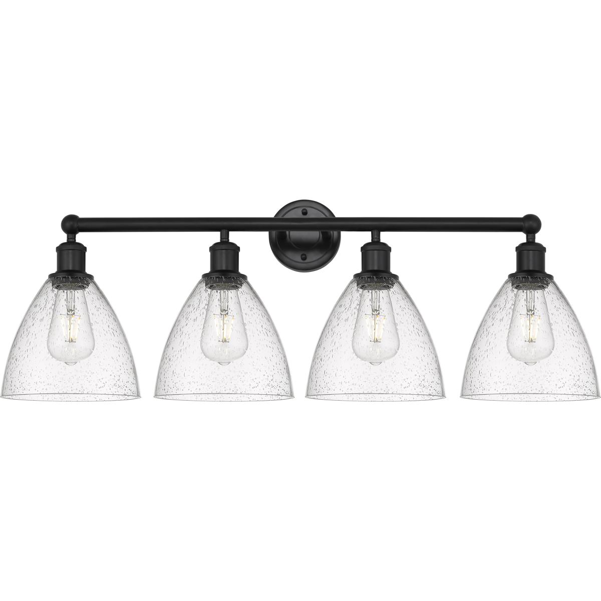 Innovations Lighting 616-4W-BK-GBD-754 Edison Bristol Glass 4 Light 35 inch Matte Black Bath Vanity Light Wall Light in Seedy Glass