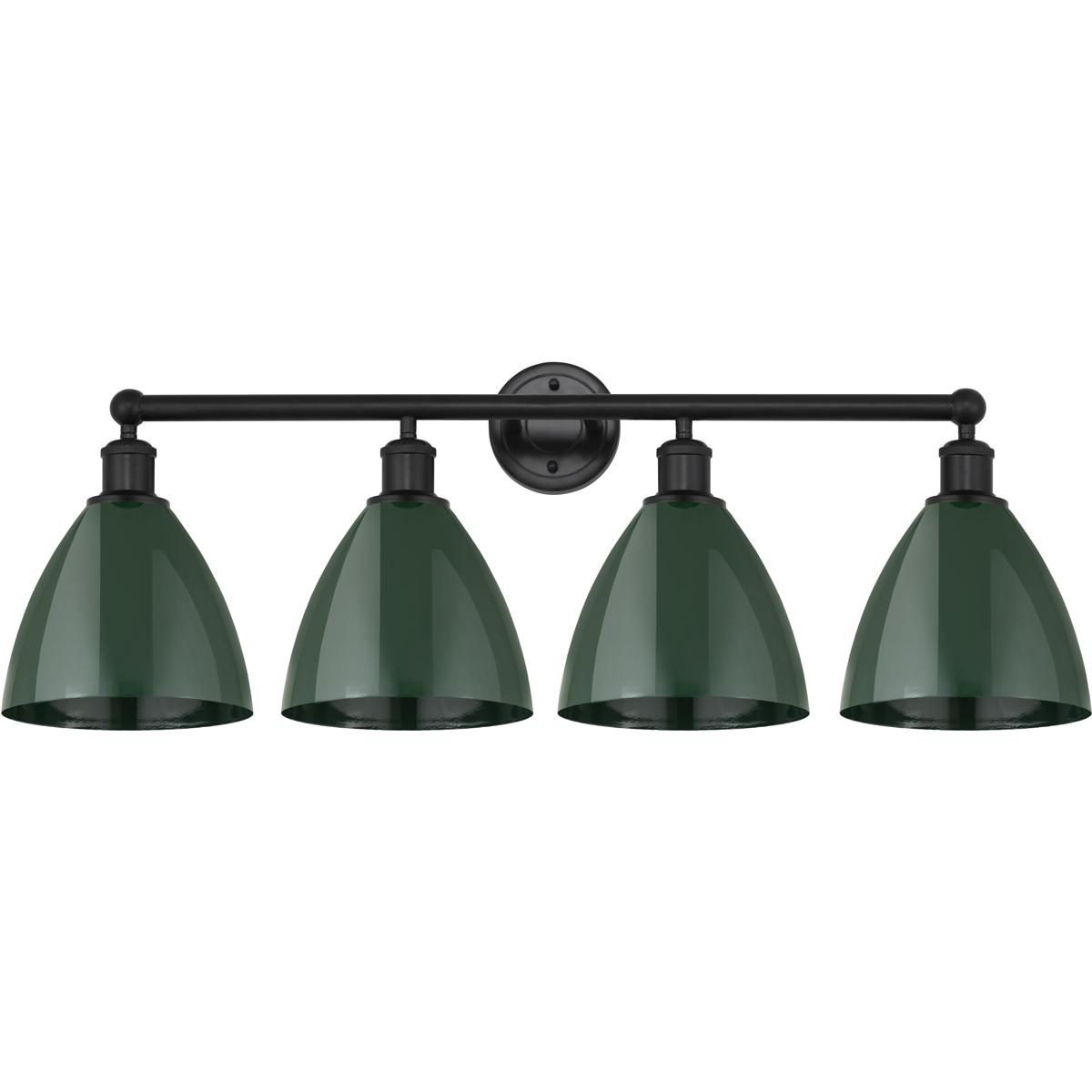 Innovations Lighting 616-4W-BK-MBD-75-GR Edison Plymouth Dome 4 Light 35 inch Matte Black Bath Vanity Light Wall Light in Green