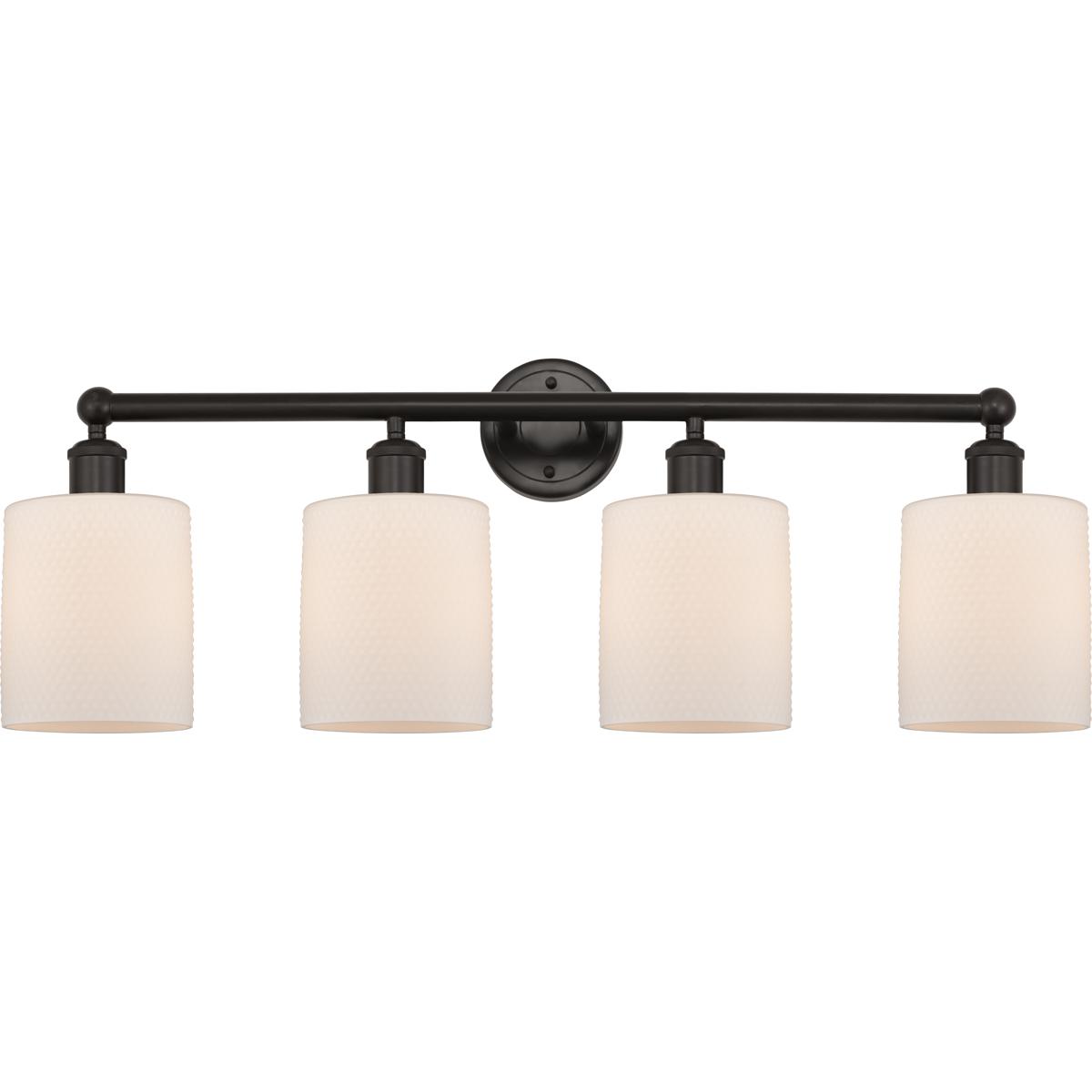 Innovations Lighting 616-4W-OB-G111 Edison Cobbleskill 4 Light 32 inch Oil Rubbed Bronze Bath Vanity Light Wall Light in Matte White Glass
