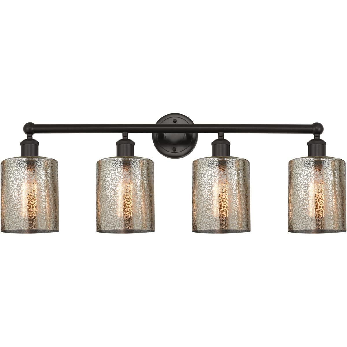Innovations Lighting 616-4W-OB-G116 Edison Cobbleskill 4 Light 32 inch Oil Rubbed Bronze Bath Vanity Light Wall Light in Mercury Glass