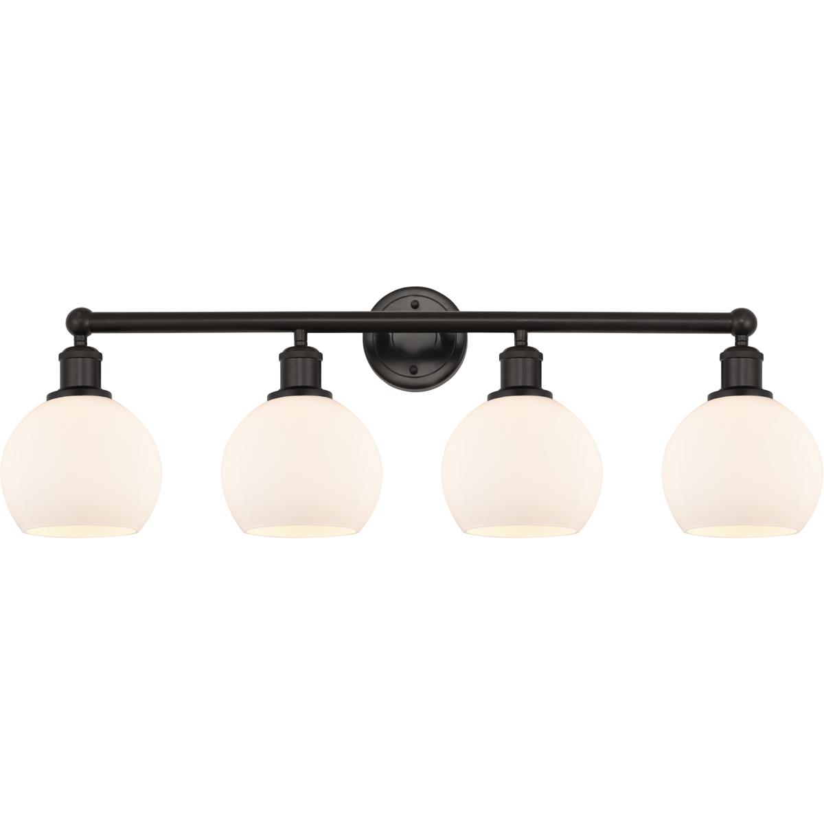 Innovations Lighting 616-4W-OB-G121-6 Edison Athens 4 Light 33 inch Oil Rubbed Bronze Bath Vanity Light Wall Light in Matte White Glass