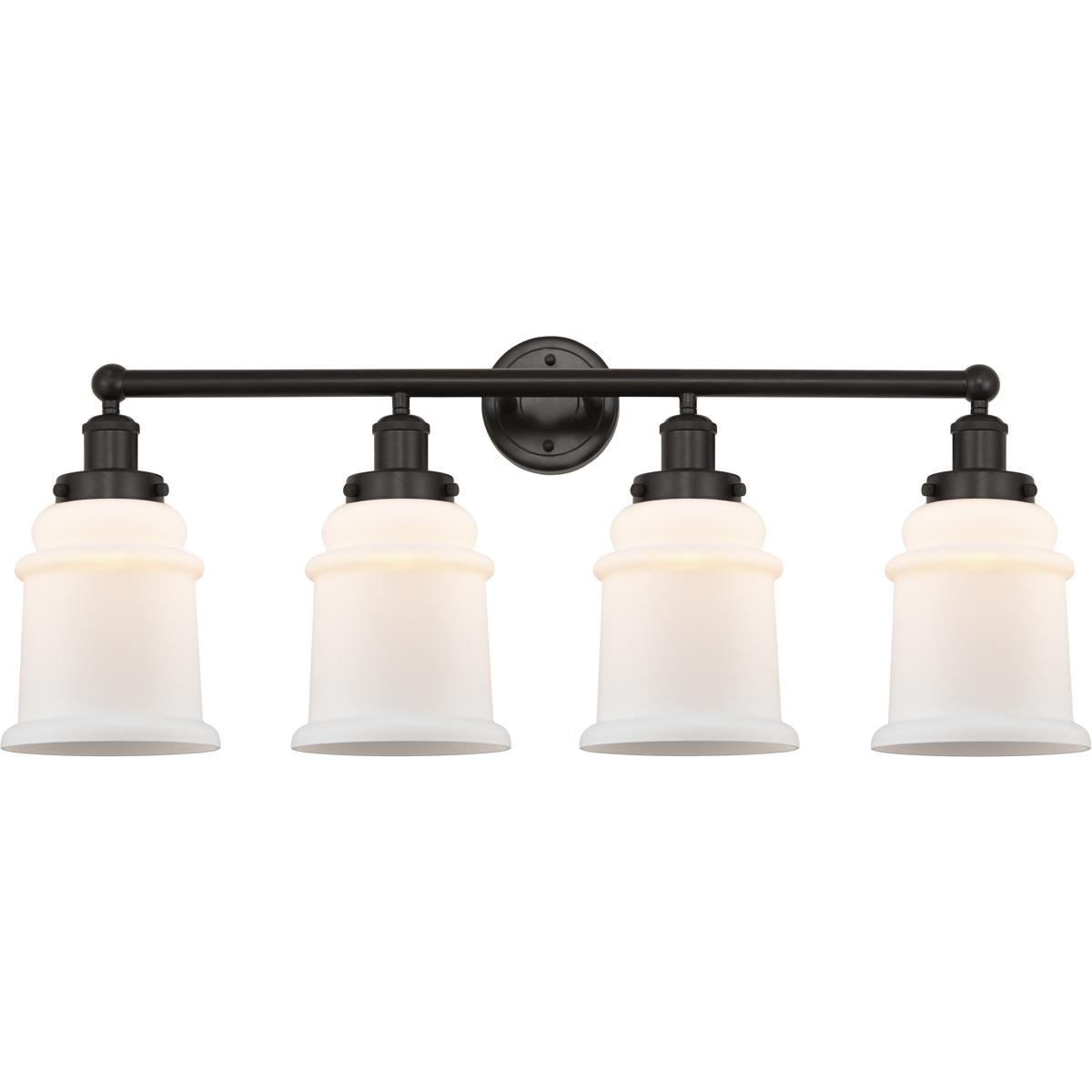 Innovations Lighting 616-4W-OB-G181 Edison Canton 4 Light 33 inch Oil Rubbed Bronze Bath Vanity Light Wall Light in Matte White Glass