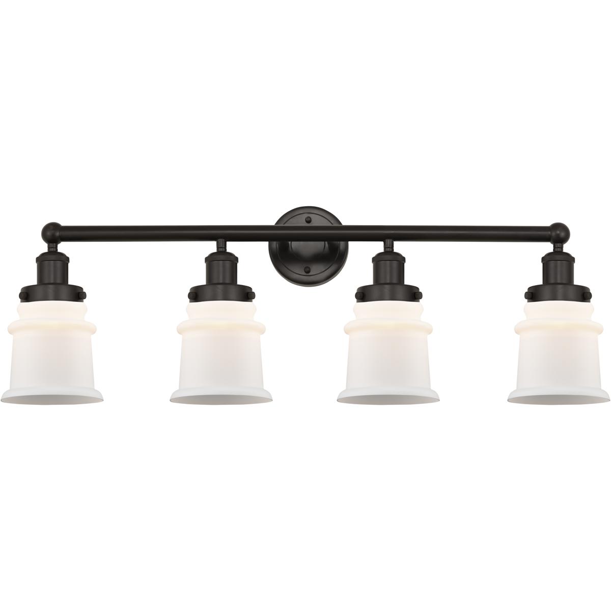 Innovations Lighting 616-4W-OB-G181S Edison Canton 4 Light 32 inch Oil Rubbed Bronze Bath Vanity Light Wall Light in Matte White Glass