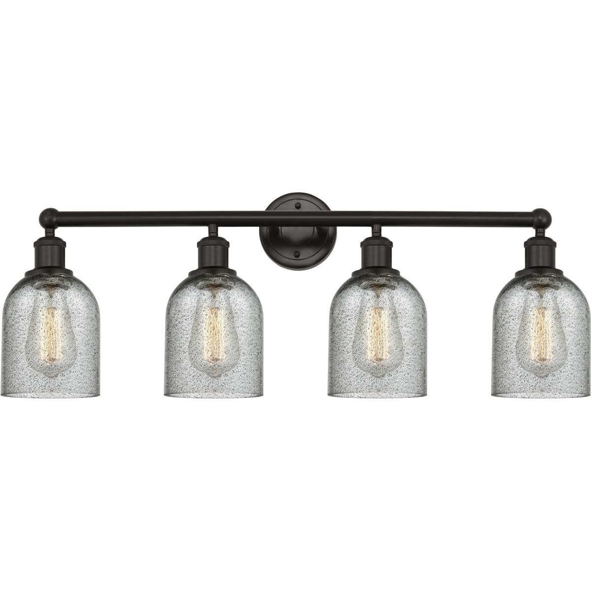 Innovations Lighting 616-4W-OB-G257 Edison Caledonia 4 Light 32 inch Oil Rubbed Bronze Bath Vanity Light Wall Light in Charcoal Glass