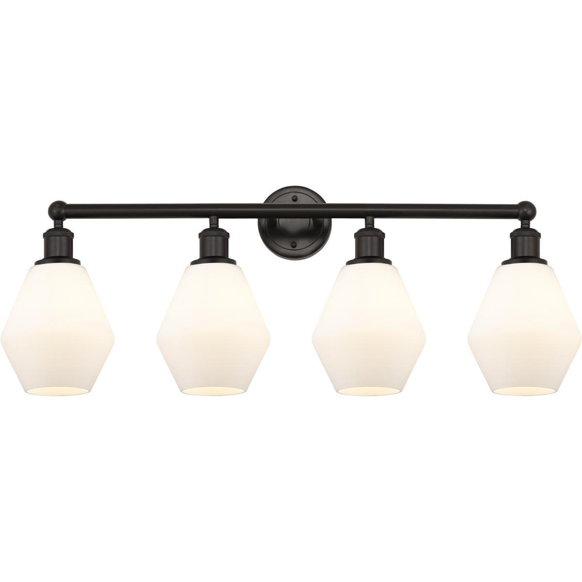 Innovations Lighting 616-4W-OB-G651-6 Edison Cindyrella 4 Light 33 inch Oil Rubbed Bronze Bath Vanity Light Wall Light in Matte White Glass