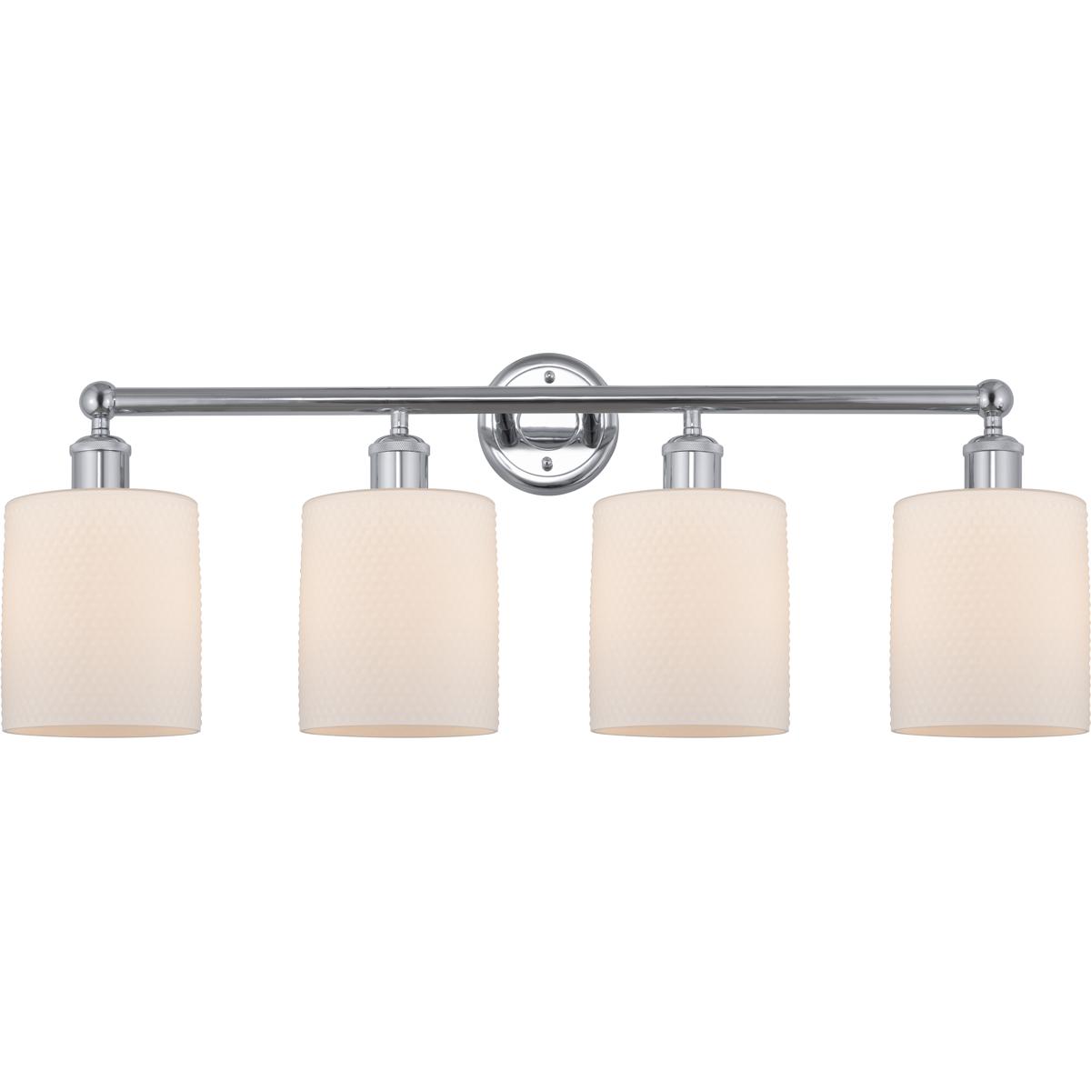 Innovations Lighting 616-4W-PC-G111 Edison Cobbleskill 4 Light 32 inch Polished Chrome Bath Vanity Light Wall Light in Matte White Glass