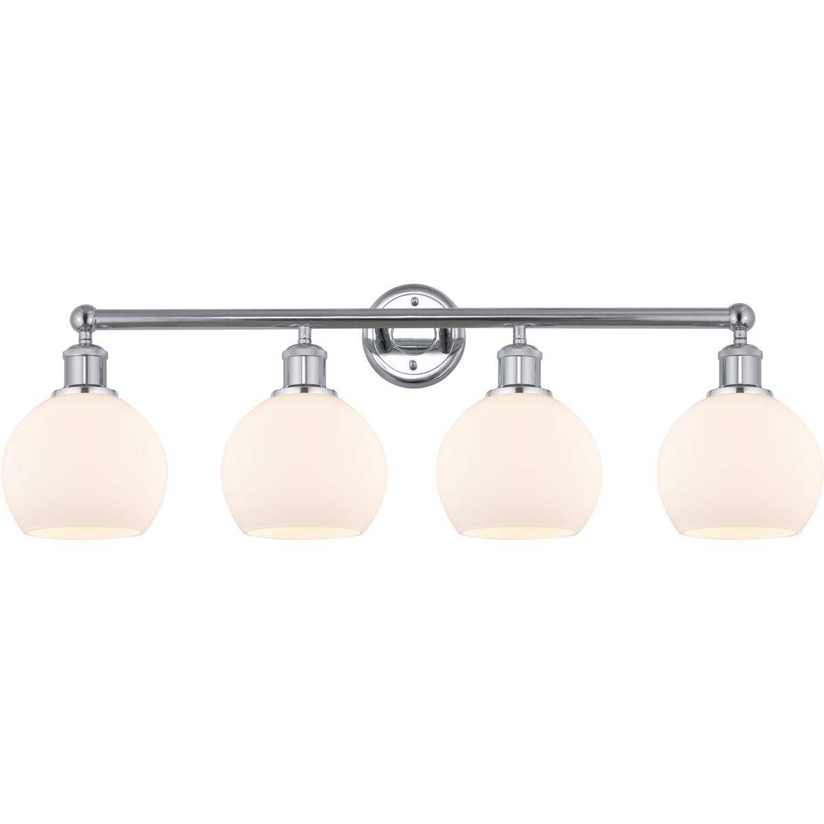 Innovations Lighting 616-4W-PC-G121-6 Edison Athens 4 Light 33 inch Polished Chrome Bath Vanity Light Wall Light in Matte White Glass