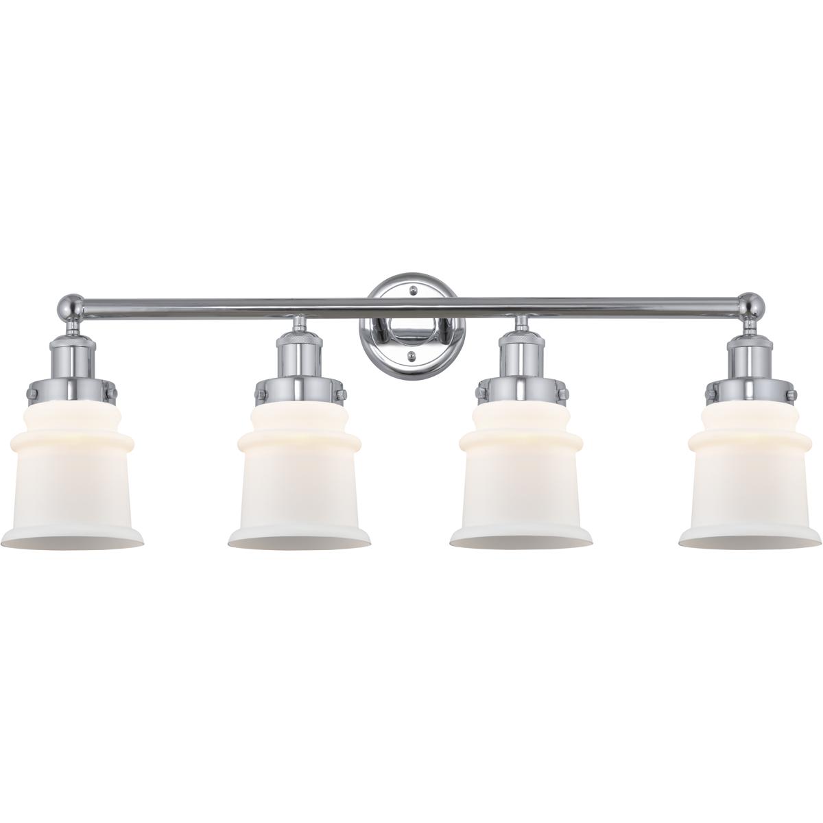 Innovations Lighting 616-4W-PC-G181S Edison Canton 4 Light 32 inch Polished Chrome Bath Vanity Light Wall Light in Matte White Glass