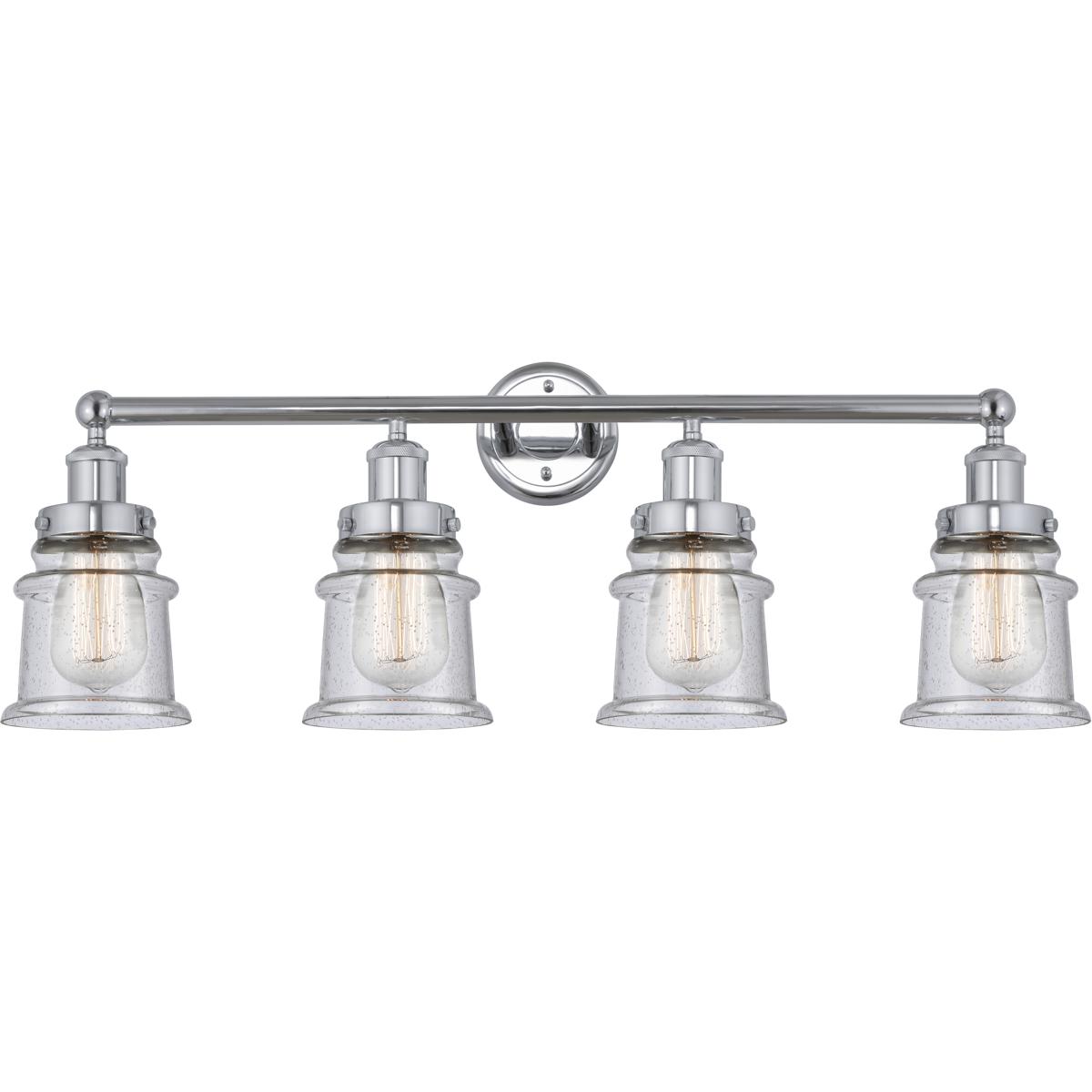 Innovations Lighting 616-4W-PC-G184S Edison Canton 4 Light 32 inch Polished Chrome Bath Vanity Light Wall Light in Seedy Glass