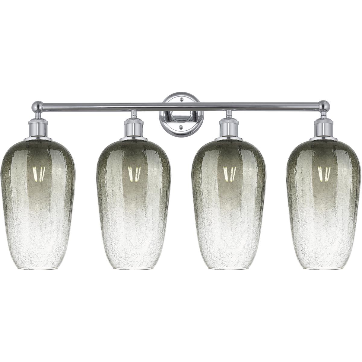 Innovations Lighting 616-4W-PC-G484-7SL Edison Brookhaven Flute 4 Light 34 inch Polished Chrome Bath Vanity Light Wall Light in Slate Glass