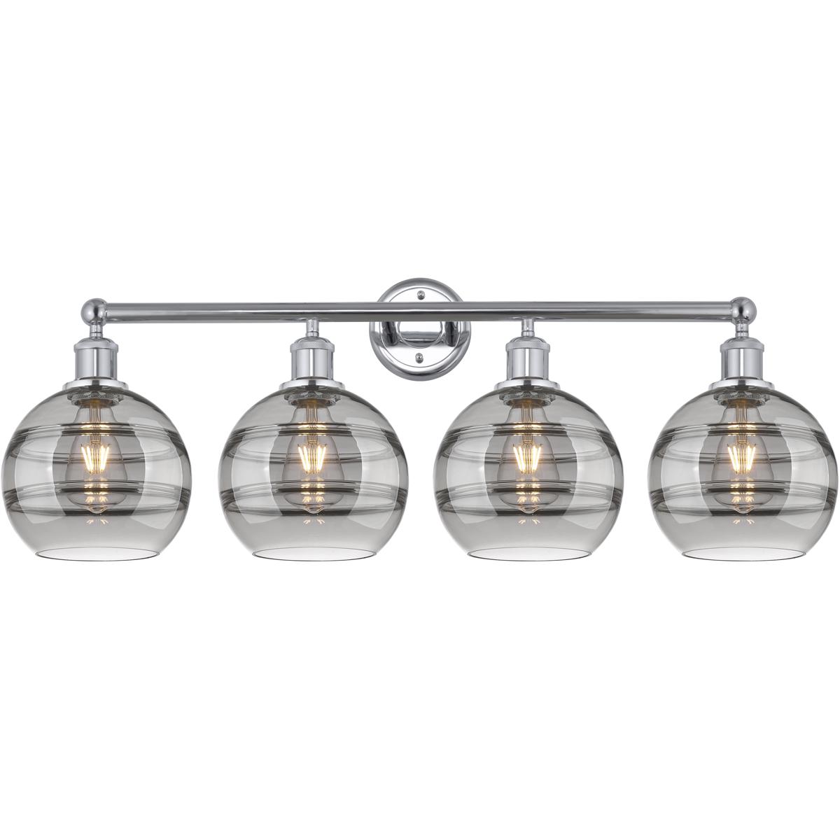 Innovations Lighting 616-4W-PC-G556-8SM Edison Rochester 4 Light 35 inch Polished Chrome Bath Vanity Light Wall Light
