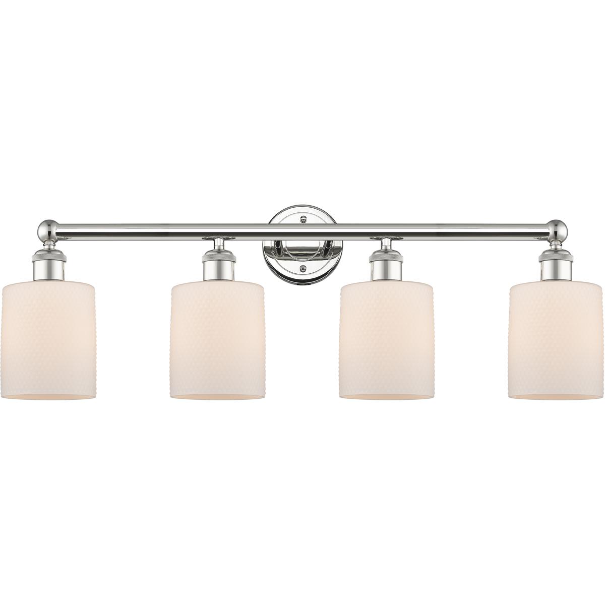 Innovations Lighting 616-4W-PN-G111 Cobbleskill 4 Light 32 inch Polished Nickel Bath Vanity Light Wall Light in Matte White