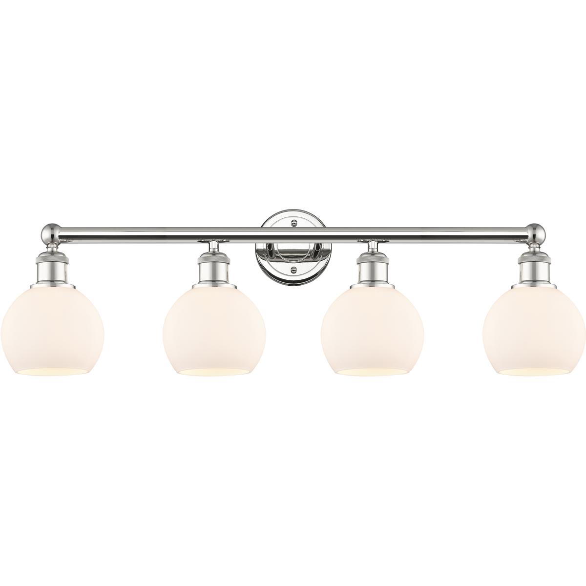 Innovations Lighting 616-4W-PN-G121-6 Athens 4 Light 33 inch Polished Nickel Bath Vanity Light Wall Light in Matte White