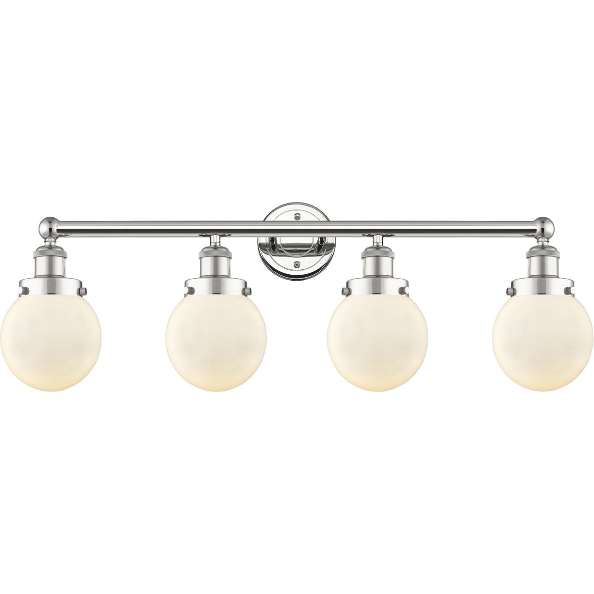 Innovations Lighting 616-4W-PN-G201-6 Beacon 4 Light 33.5 inch Polished Nickel Bath Vanity Light Wall Light in Matte White