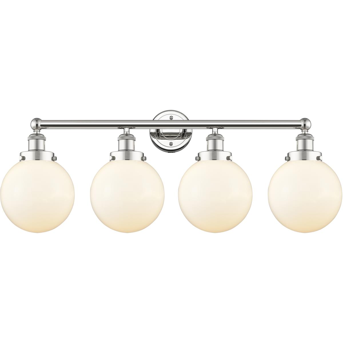 Innovations Lighting 616-4W-PN-G201-8 Beacon 4 Light 33.5 inch Polished Nickel Bath Vanity Light Wall Light in Matte White