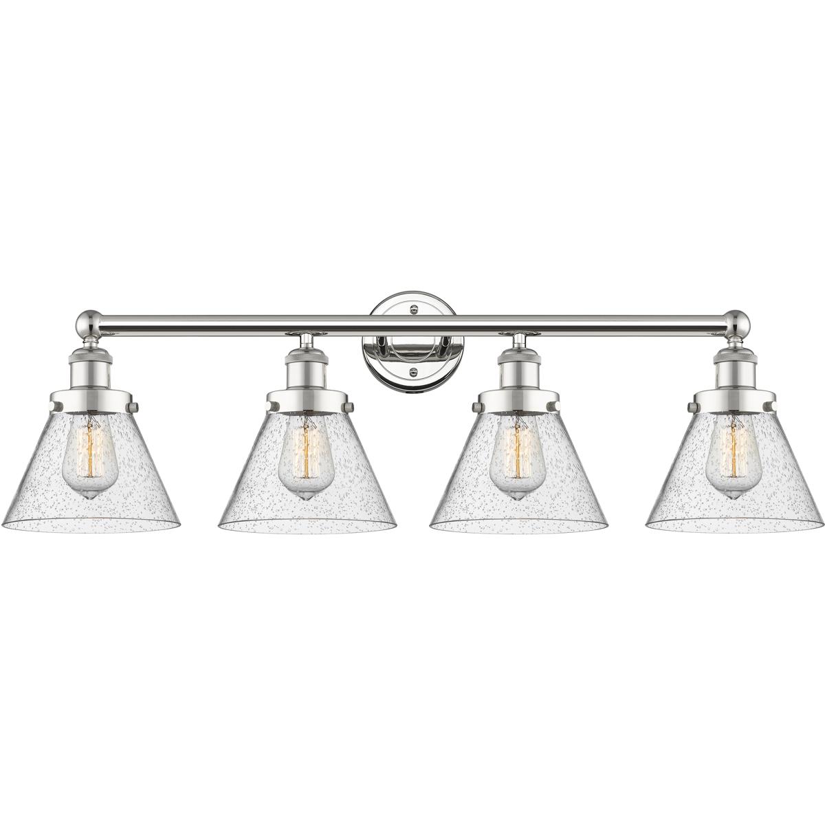Innovations Lighting 616-4W-PN-G44 Cone 4 Light 33.5 inch Polished Nickel Bath Vanity Light Wall Light in Seedy