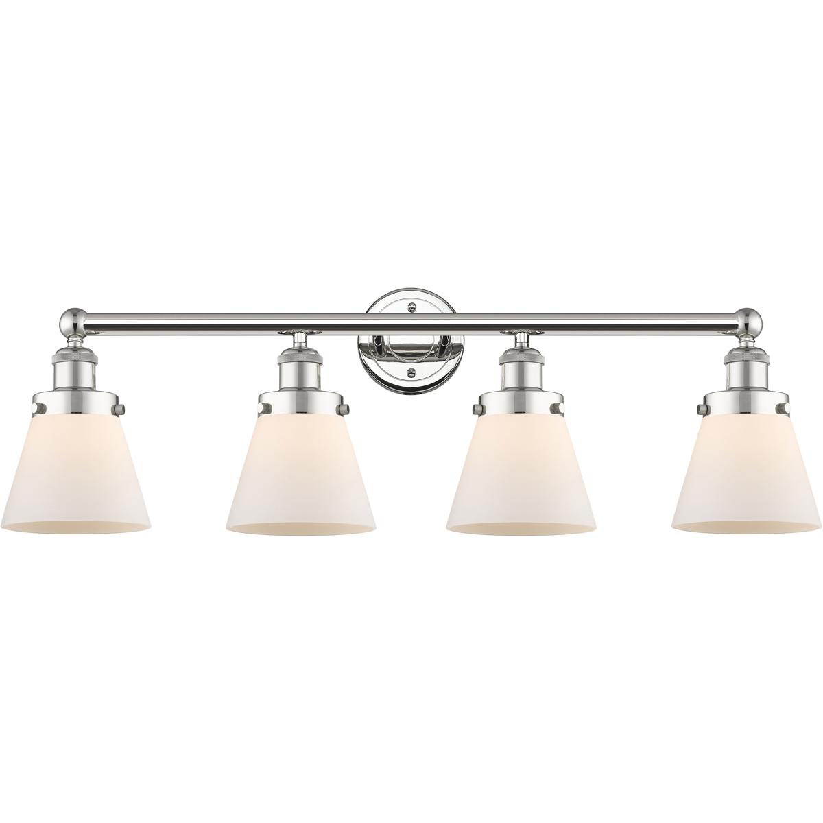 Innovations Lighting 616-4W-PN-G61 Cone 4 Light 33.5 inch Polished Nickel Bath Vanity Light Wall Light in Matte White
